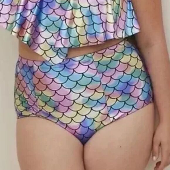 Torrid High Waist Mermaid Bikini - Iridescent Rainbow Swim Suit 3X - Picture 1 of 9